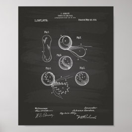 Tennis Boll 1914 Patent Art Chalkboard Poster