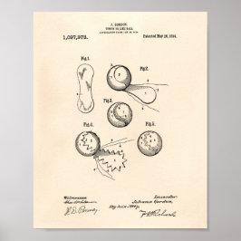 Tennis Boll 1914 Patent Art Old Peper Poster