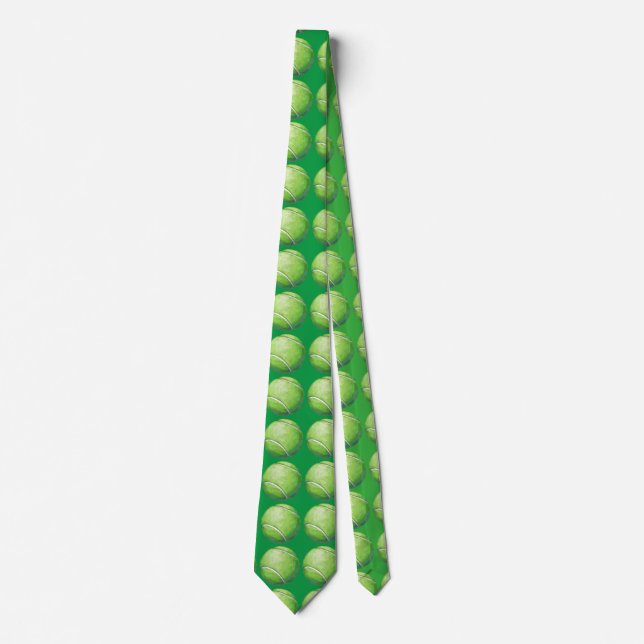 Tennis Boll Art Mönster Grönt Tie Slips (Framsida)