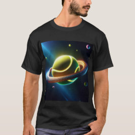 Tennis Boll As Saturn Planet, Sporty Space Design T Shirt