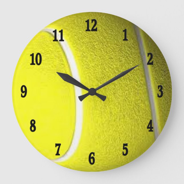 Tennis Boll Black Numbers Stor Klocka (Framsida)