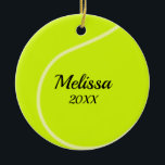 Tennis Boll Dubbla Sided Ornament Round<br><div class="desc">Kärlek Tennis? Den här bilden är till dig! Roligt grafik för idrottsentusiasten. Anpassa genom att ändra namn och år.</div>