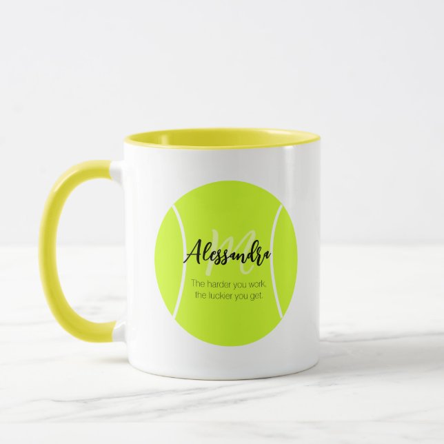 Tennis boll, eget namn och text mugg (Vänster)