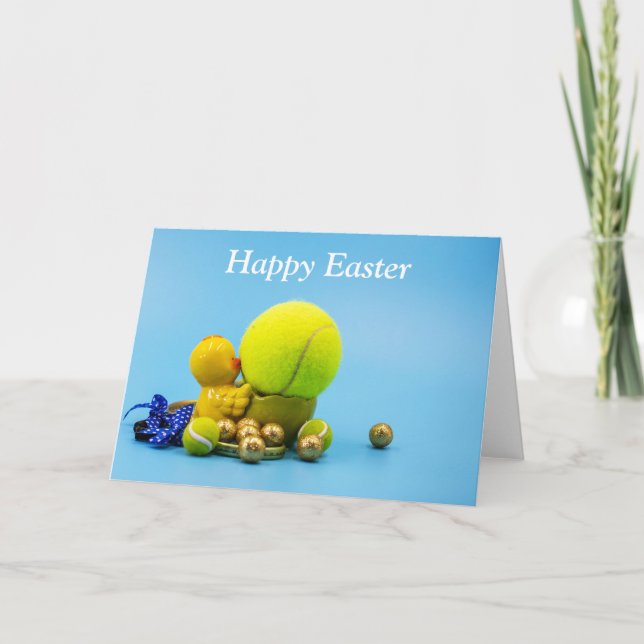 Tennis boll för Påsk Helgdag med ägg i basket Helgkort (Framsida)