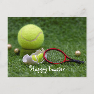 Tennis boll för Påsk Helgdag med tennisägg Helg Vykort
