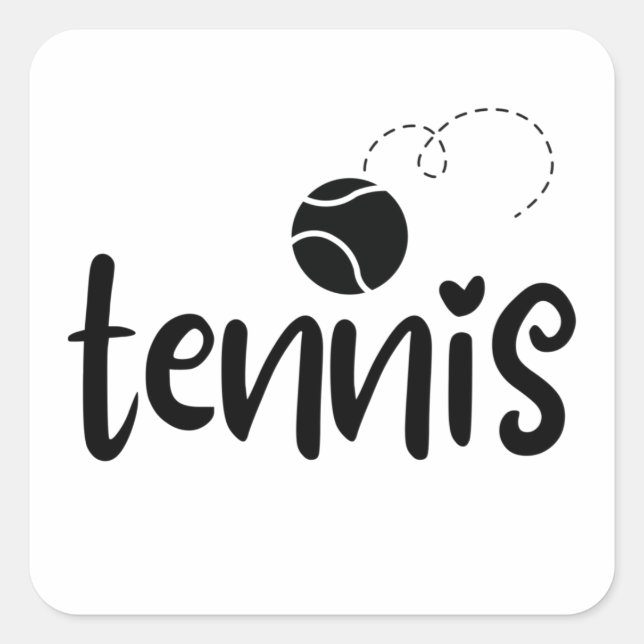 Tennis boll. fyrkantigt klistermärke (Framsida)