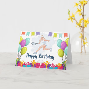 Tennis boll Grattis på födelsedagen till tennisspe Kort