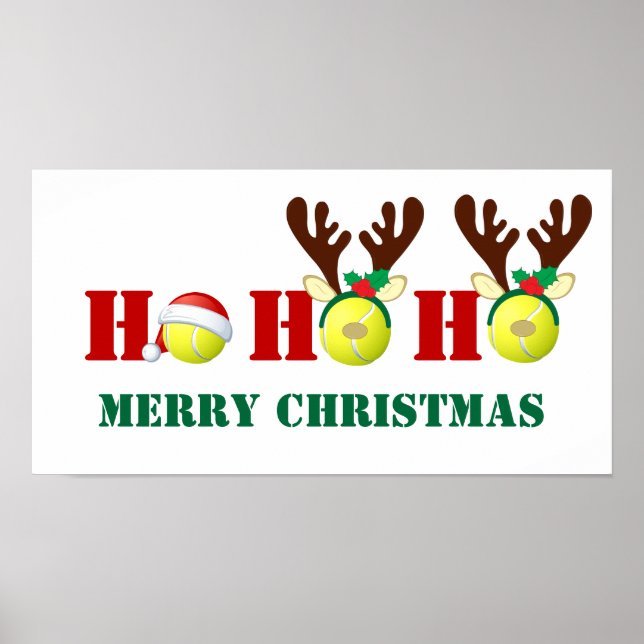 Tennis Boll Ho Ho Ho Ho God jul Grönt, Red Poster (Framsidan)