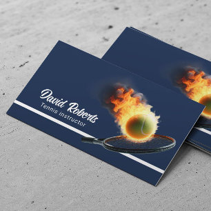 Tennis Boll i Fire Professionell tennis Coach Navy Visitkort