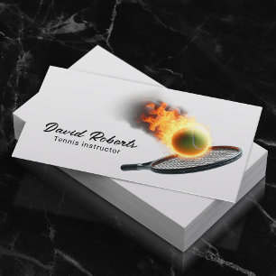 Tennis Boll i Fire Professionell tennis Instructor Visitkort
