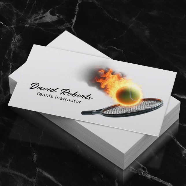 Tennis Boll i Fire Professionell tennis Instructor Visitkort (Skapare uppladdad)