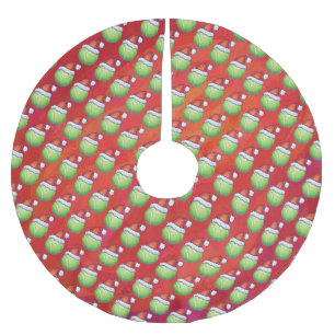 Tennis Boll i Santa Hat Mönster på Red Julgransmatta Borstad Polyester