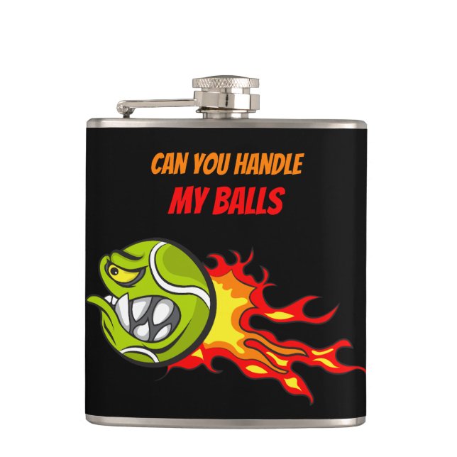 Tennis Boll in Flames, Funny Sport Quote, Black Fickplunta (Framsidan)