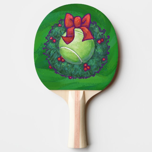 Tennis Boll jul-andedräkten på Grönt Pingisracket (Baksidan)
