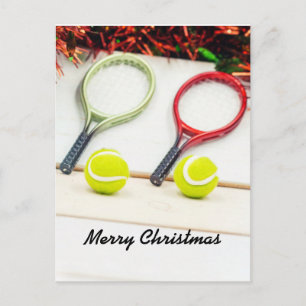 Tennis boll julprydnad med racket vykort