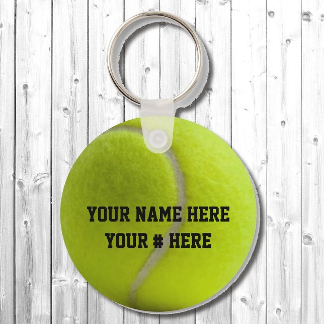 Tennis Boll Keychain Anpassa Märkrn NAMN-ID Nyckelring (Skapare uppladdad)