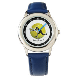 Tennis Boll & Male Player Silhouette Coach Namn Armbandsur