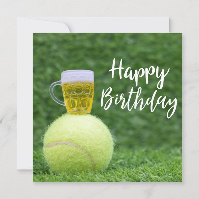 Tennis boll med Beer Birthday Kort (Framsida)