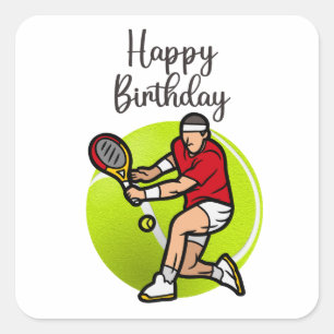 Tennis boll med Grattis på födelsedagen Fyrkantigt Klistermärke