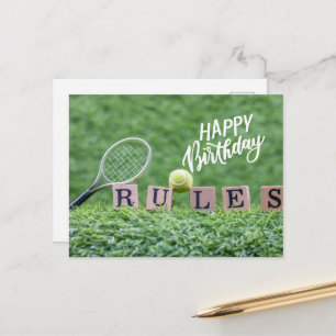 Tennis boll med Grattis på födelsedagen med kärlek Vykort