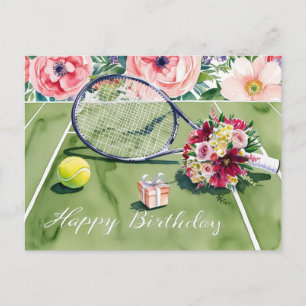 Tennis boll med grattis på födelsedagen ord på grö vykort
