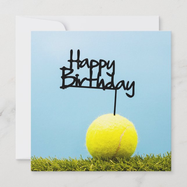 Tennis boll med Grattis på födelsedagen-tecken på  Kort (Framsida)
