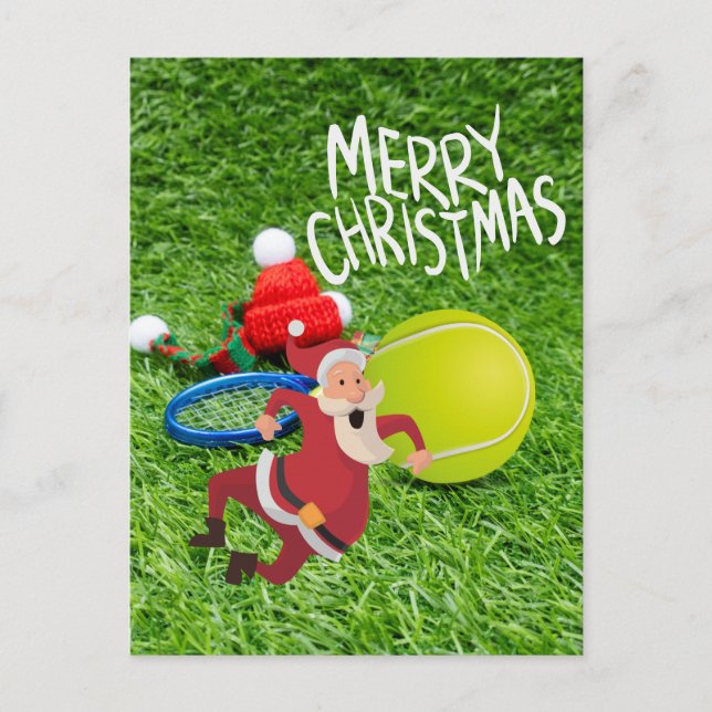 Tennis boll med Jultomten God jul Vykort (Framsida)