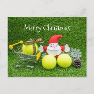 Tennis boll med Jultomten julshopping Vykort