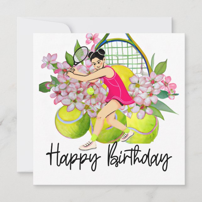 Tennis boll med mycket blomma till födelsedagskort kort (Framsida)
