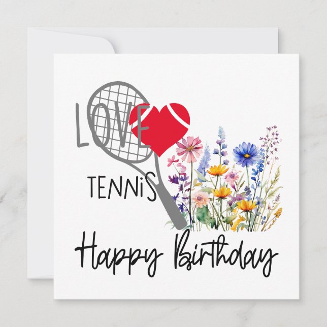 Tennis boll med mycket blomma till födelsedagskort kort (Framsida)