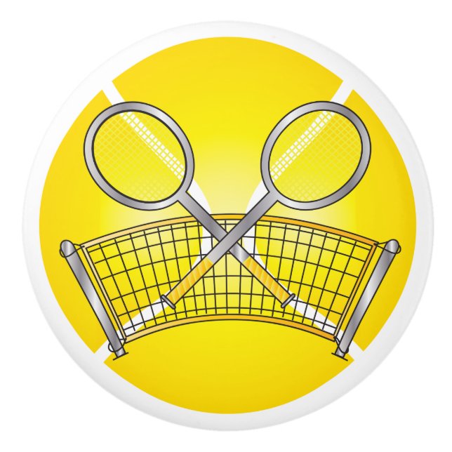 Tennis Boll med nät och racketar Knopp (Framsidan)