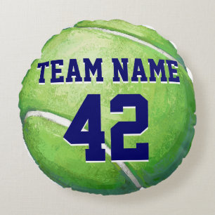 Tennis Boll med Team Namn och Number Rund Kudde