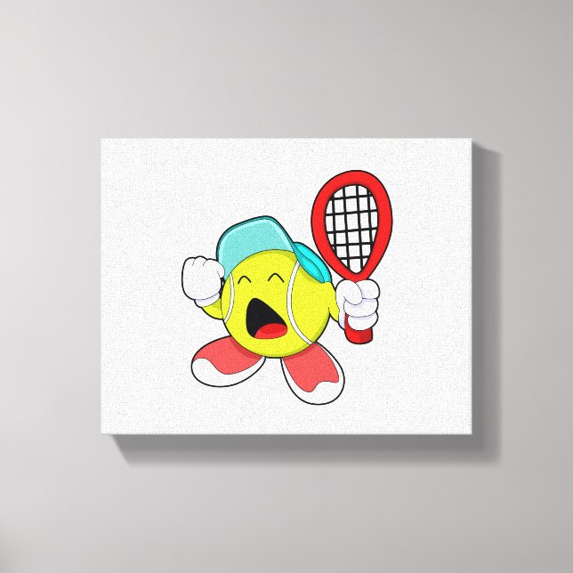 Tennis boll med tennis racket canvastryck (Framsida)