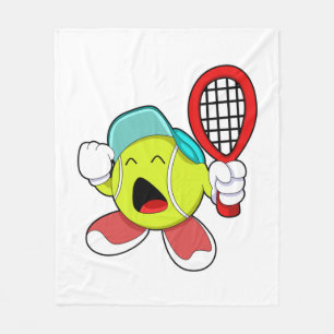 Tennis boll med tennis racket fleecefilt