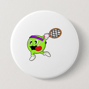 Tennis boll med tennis racket knapp
