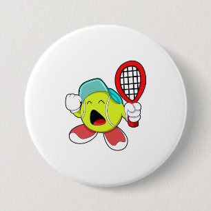 Tennis boll med tennis racket knapp