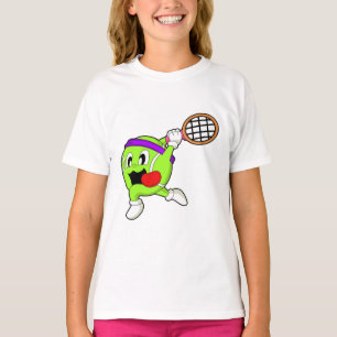 Tennis boll med tennis racket t shirt