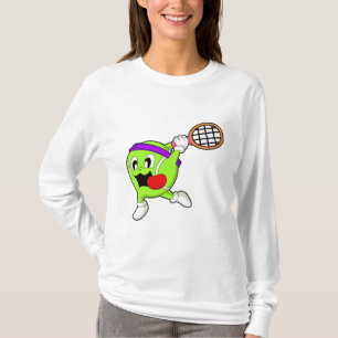 Tennis boll med tennis racket t shirt