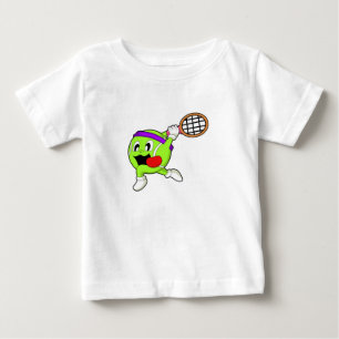 Tennis boll med tennis racket t shirt