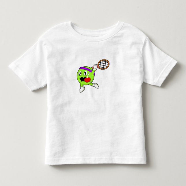 Tennis boll med tennis racket t shirt (Framsida)