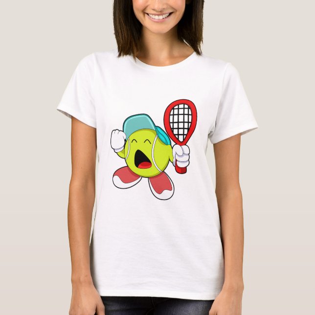 Tennis boll med tennis racket t shirt (Framsida)
