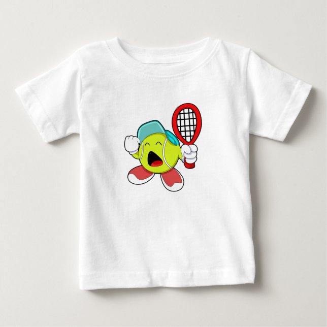 Tennis boll med tennis racket t shirt (Framsida)