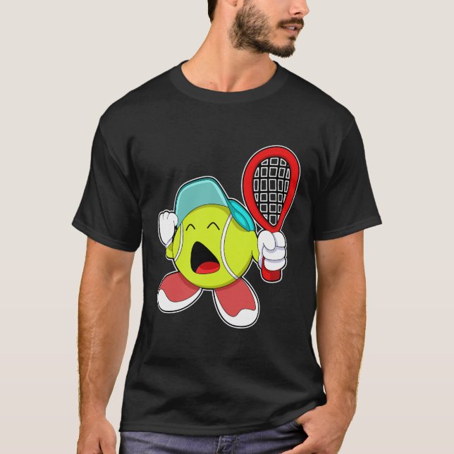 Tennis boll med tennis racket t shirt (Framsida)