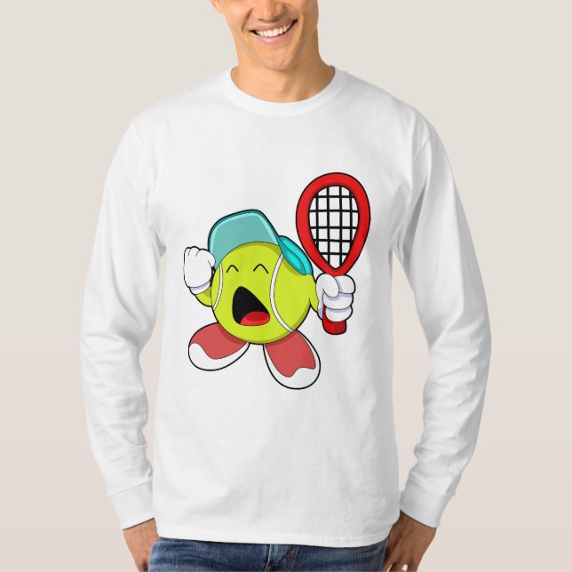 Tennis boll med tennis racket t shirt (Framsida)