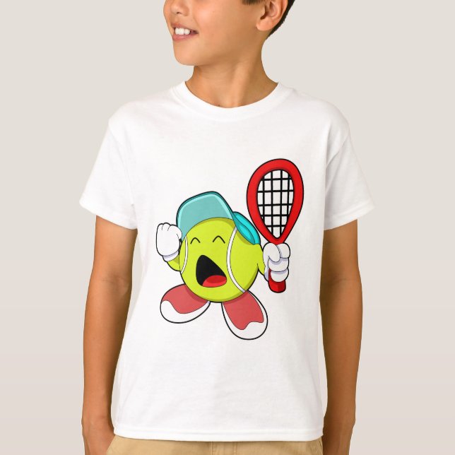 Tennis boll med tennis racket t shirt (Framsida)