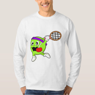 Tennis boll med tennis racket t shirt