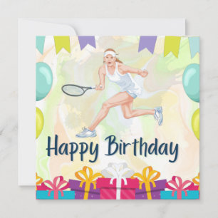 Tennis boll med Tennis Woman hold racket Kort