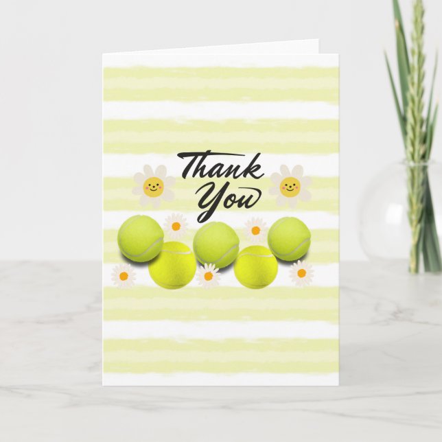 Tennis boll med vit daisy blomma tack (Framsida)