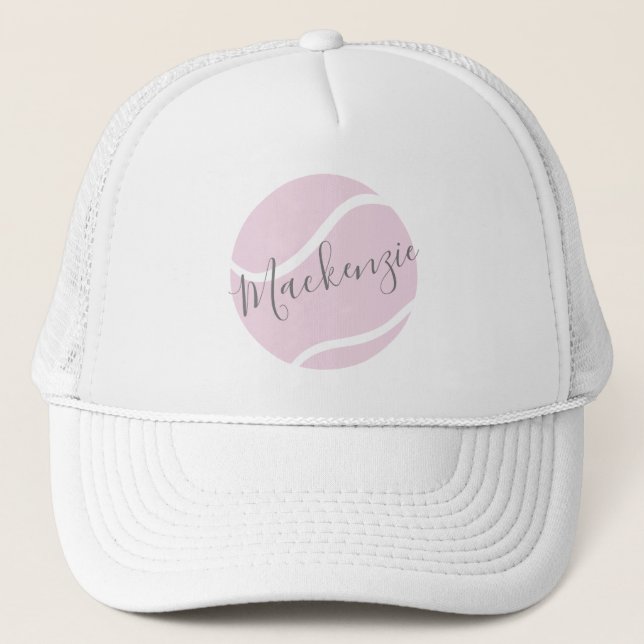 Tennis Boll Monogram Namn Rosa White Keps (Framsida)