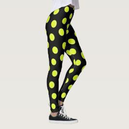 Tennis Boll Mönster på Black Leggings